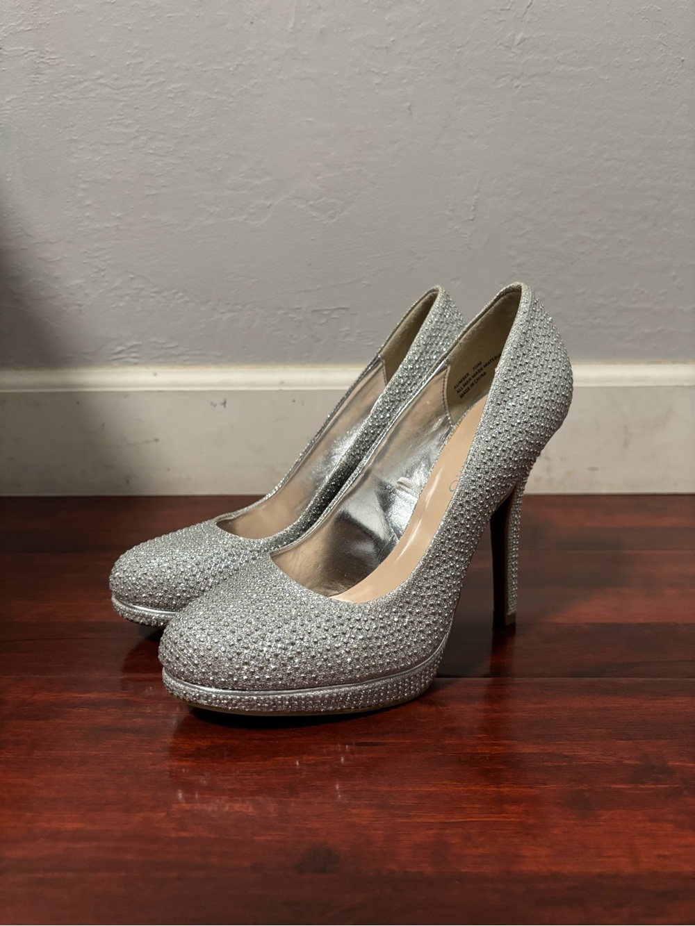 Silver Crystal Embellished High Heel Pumps - Women